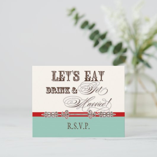 、飲み物n結婚しますフォーマルなRSVPの応答カードを食べて下さい 出欠カード (スタンド正面)