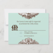 、飲み物n結婚しますフォーマルなRSVPの応答カードを食べて下さい 出欠カード (裏面)