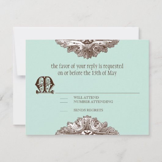 、飲み物n結婚しますフォーマルなRSVPの応答カードを食べて下さい 出欠カード (裏面)