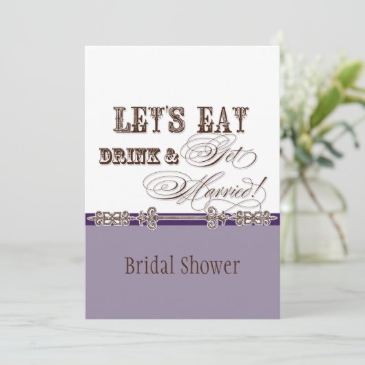 、飲み物n結婚しますブライダルシャワーの招待状を食べて下さい 招待状 (スタンド正面)