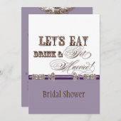 、飲み物n結婚しますブライダルシャワーの招待状を食べて下さい 招待状 (正面/裏面)