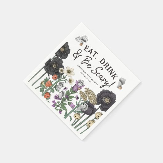 飲み食べと怖いハロウィーンの赤ちゃんシャワー スタンダードカクテルナプキン (角)