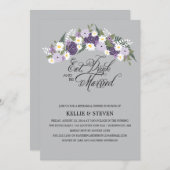 飲み食べ物とビー結婚したフローラリース 招待状 (正面/裏面)