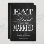 飲み食べ物とビー結婚した-メタリックシャンパン 招待状 (正面/裏面)