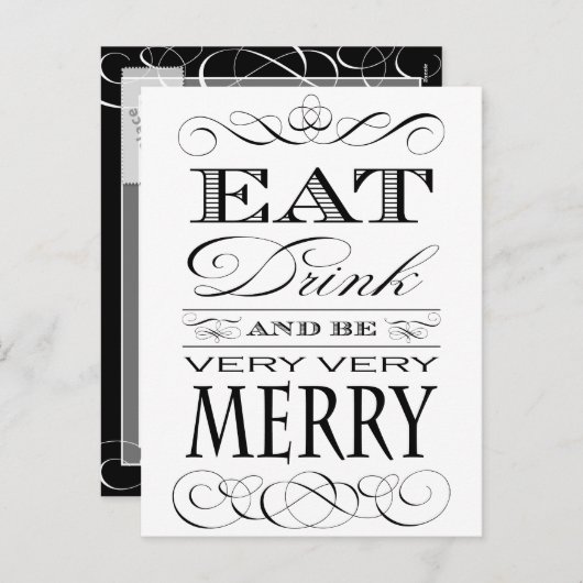 飲み食べ物と非常に非常にメリーデザイン シーズンポストカード (正面/裏面)