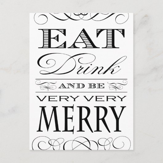飲み食べ物と非常に非常にメリーデザイン シーズンポストカード (正面)