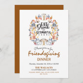 飲み食べ物を飲み感謝素朴秋招待状 招待状 (正面/裏面)