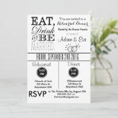 飲み食べ物&ビーリ結婚したハーサルディナー招待状 招待状 (スタンド正面)