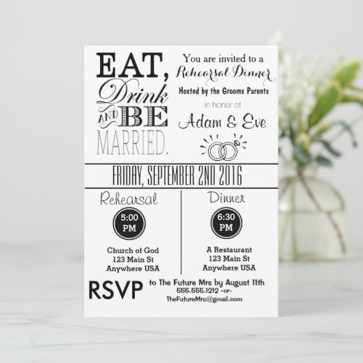 飲み食べ物&ビーリ結婚したハーサルディナー招待状 招待状 (スタンド正面)