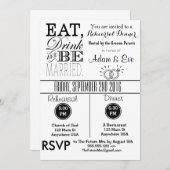 飲み食べ物&ビーリ結婚したハーサルディナー招待状 招待状 (正面/裏面)