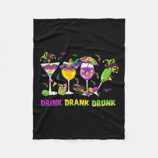 飲み飲み飲Mardi Gras Gl フリースブランケット (正面)