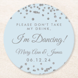 飲むな！シルバー紙吹雪アイスブルー ラウンドペーパーコースター