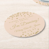 飲むな！金ゴールド紙吹雪赤面バラ ラウンドペーパーコースター (アングル)