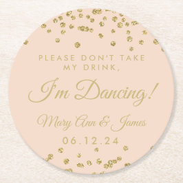 飲むな！金ゴールド紙吹雪赤面バラ ラウンドペーパーコースター