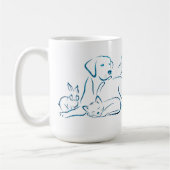 飲むコーヒー救動物飲む昼寝動物愛好家 コーヒーマグカップ (左)