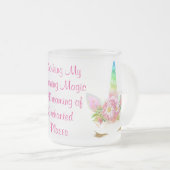 飲む朝の魔法の虹のユニコーン フロストグラスマグカップ (正面右)