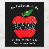 飲む理由正直な先生リンゴ ワインラベル (シングルラベル)