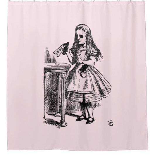 飲む（不思議の国のアリスの冒険） シャワーカーテン (正面)