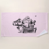 飲む（不思議の国のアリスの冒険） ビーチタオル (正面)