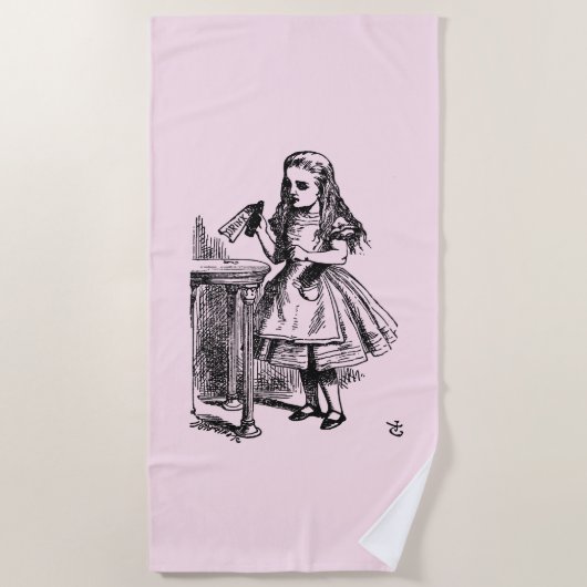飲む（不思議の国のアリスの冒険） ビーチタオル (正面)