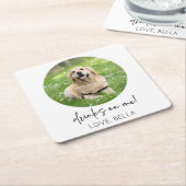 飲め！カスタム写真ドッグキャットペットズ結婚ズ スクエアペーパーコースター (アングル)