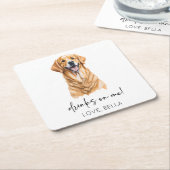 飲め！ゴールデンレトリエバードッグ結婚ペット スクエアペーパーコースター (アングル)