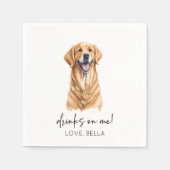 飲め！ゴールデンレトリエバードッグ結婚ペット スタンダードカクテルナプキン (正面)