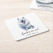 飲め！サモイドッグ結婚ペット スクエアペーパーコースター (アングル)