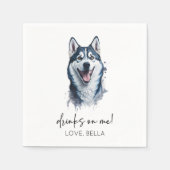 飲め！シベリアのハスキー犬結婚のペット スタンダードカクテルナプキン (正面)