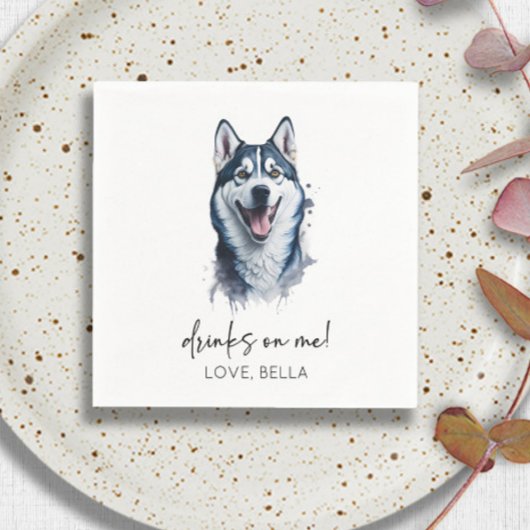 飲め！シベリアのハスキー犬結婚のペット スタンダードカクテルナプキン