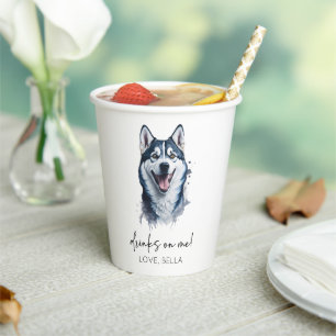 飲め!シベリアのハスキー犬結婚のペット 紙コップ
