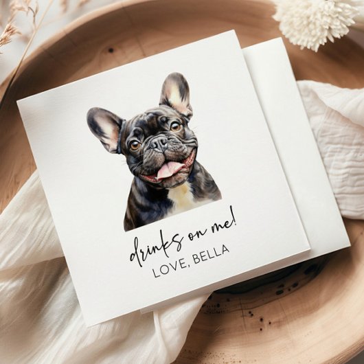 飲め！ブルドッグフランスのドッグペットズ結婚ズ スタンダードカクテルナプキン