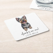 飲め！ヨークシャーテリアヨークシャーテリアドッグ結婚ズ スクエアペーパーコースター (アングル)