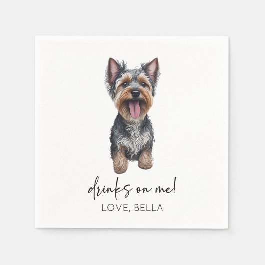 飲め！ヨークシャーテリアヨークシャーテリアドッグ結婚ズ スタンダードカクテルナプキン (正面)