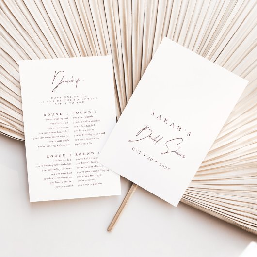 飲もしむ |赤面ピンクブルゴーニュブライダルシャワーゲーム