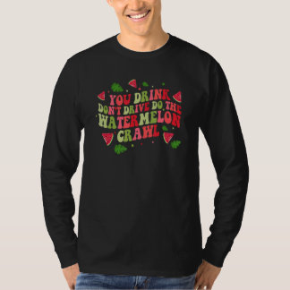 飲んだら運転するな スイカもぐもぐ ウォーターメロン Tシャツ