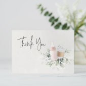飲んで参照コーヒーベビーシャワーサンキューカードピンク サンキューカード (スタンド正面)