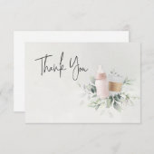 飲んで参照コーヒーベビーシャワーサンキューカードピンク サンキューカード (正面/裏面)