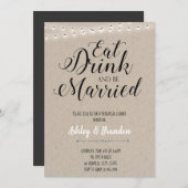 飲んで食べて、間もなく結婚式の招待状 招待状 (正面/裏面)