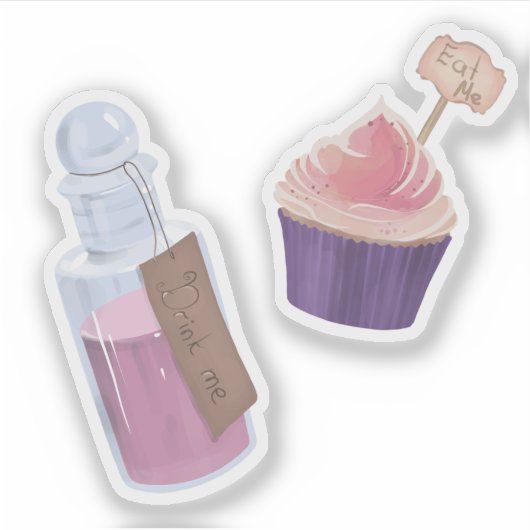 飲んで食べよ、不思議の国のアリス シール (正面)