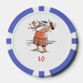 飲サンタブルー10ストライプのトランプのポーカーチップ ポーカーチップ (正面)