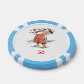 飲サンタライトブルー50ストライプのトランプのポーカーチップ ポーカーチップ (シングル)