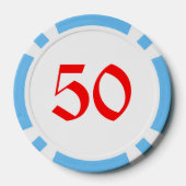 飲サンタライトブルー50ストライプのトランプのポーカーチップ ポーカーチップ (裏面)