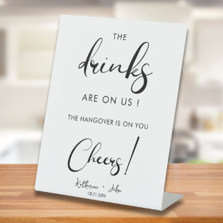 飲ミニマルみ物が開いたバーの看板に結婚あるのだ 台座サイン