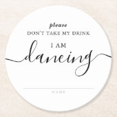 飲モダンみミニマル物を飲まないで踊り ラウンドペーパーコースター (正面)