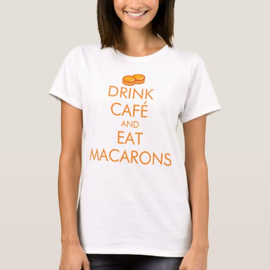 飲料カフェ及び食べマカロン Tシャツ (正面)