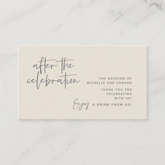 飲料チケット、お祝い後の成人飲料 エンクロージャーカード (正面)