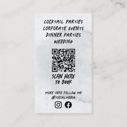 飲料バーテンダープロフェッショナル |灰色の水色 名刺 (裏面)