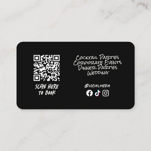 飲料バーテンダープロフェッショナル |黒モダン色 名刺 (裏面)