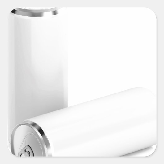 飲料用の白い缶2個 スクエアシール (正面)